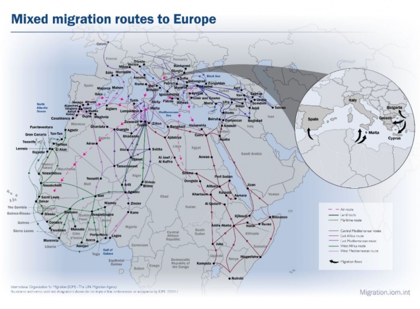 Mixed migration flows to Europe