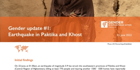 Gender update #1: Earthquake in Paktika and Khost