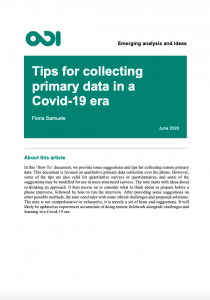 Tips for collecting primary data in a Covid-19 era